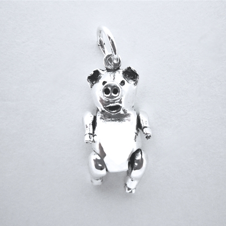 Movable Sterling Silver Pig Pendant